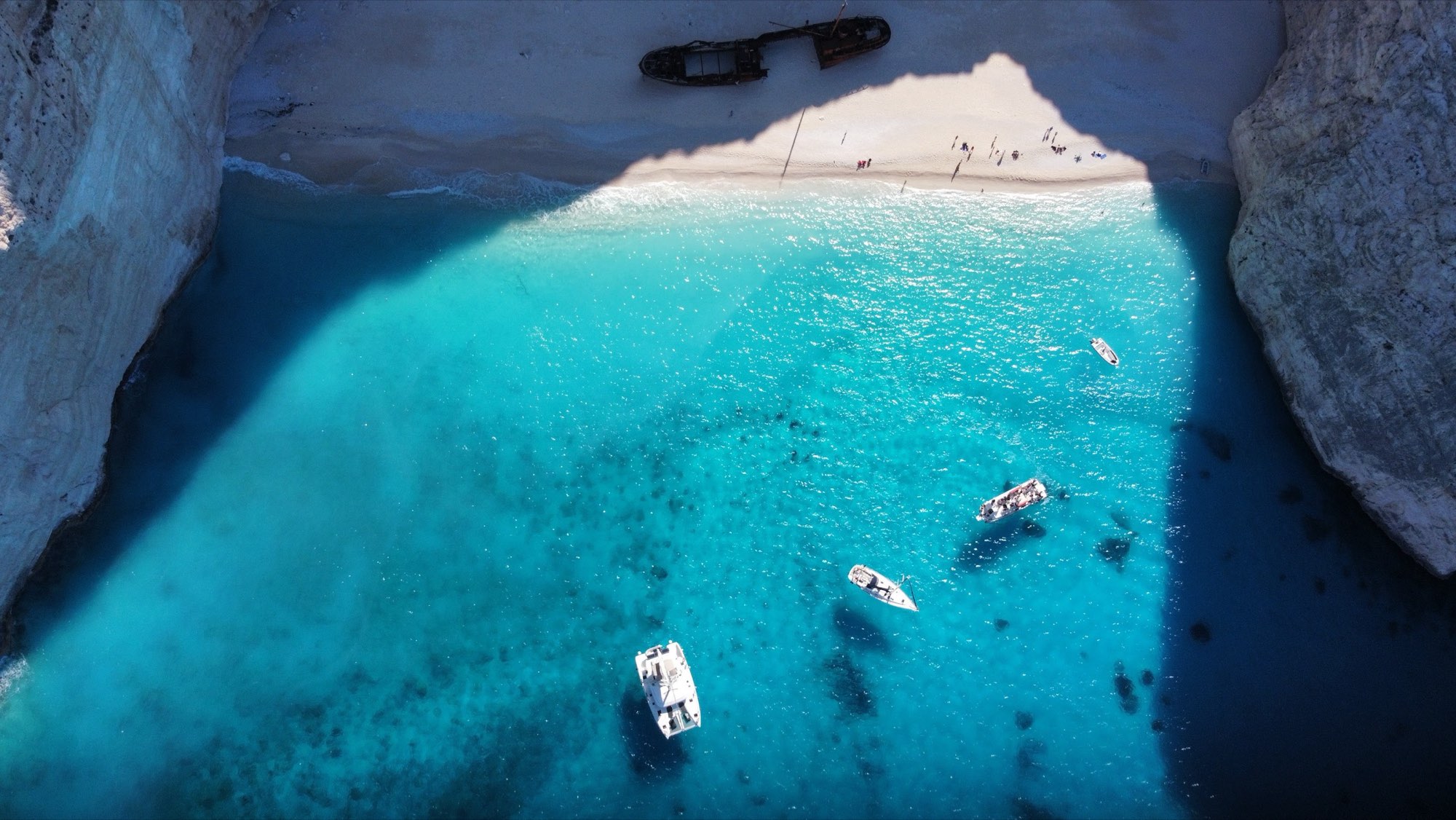 Yachts at anchor in the Ionian