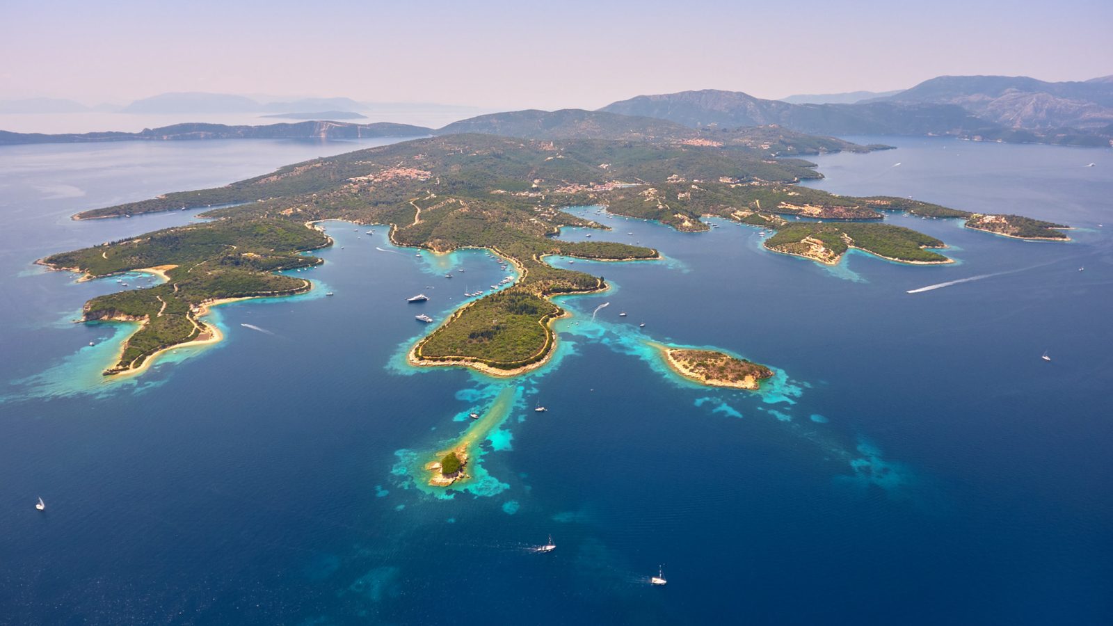 Meganisi and the islets off its north shore from the air